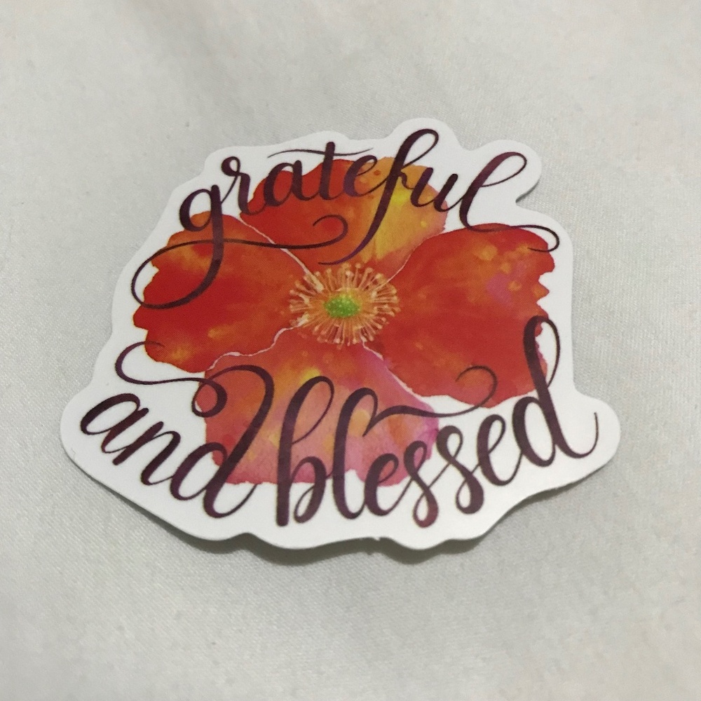 3/$15 - Grateful and Blessed Sticker Flower